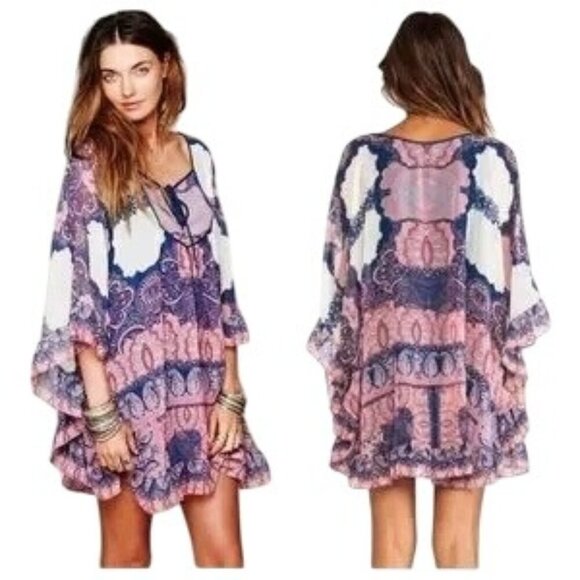 Free People Dresses & Skirts - Free People Marla Dreams Blue Boho Tunic